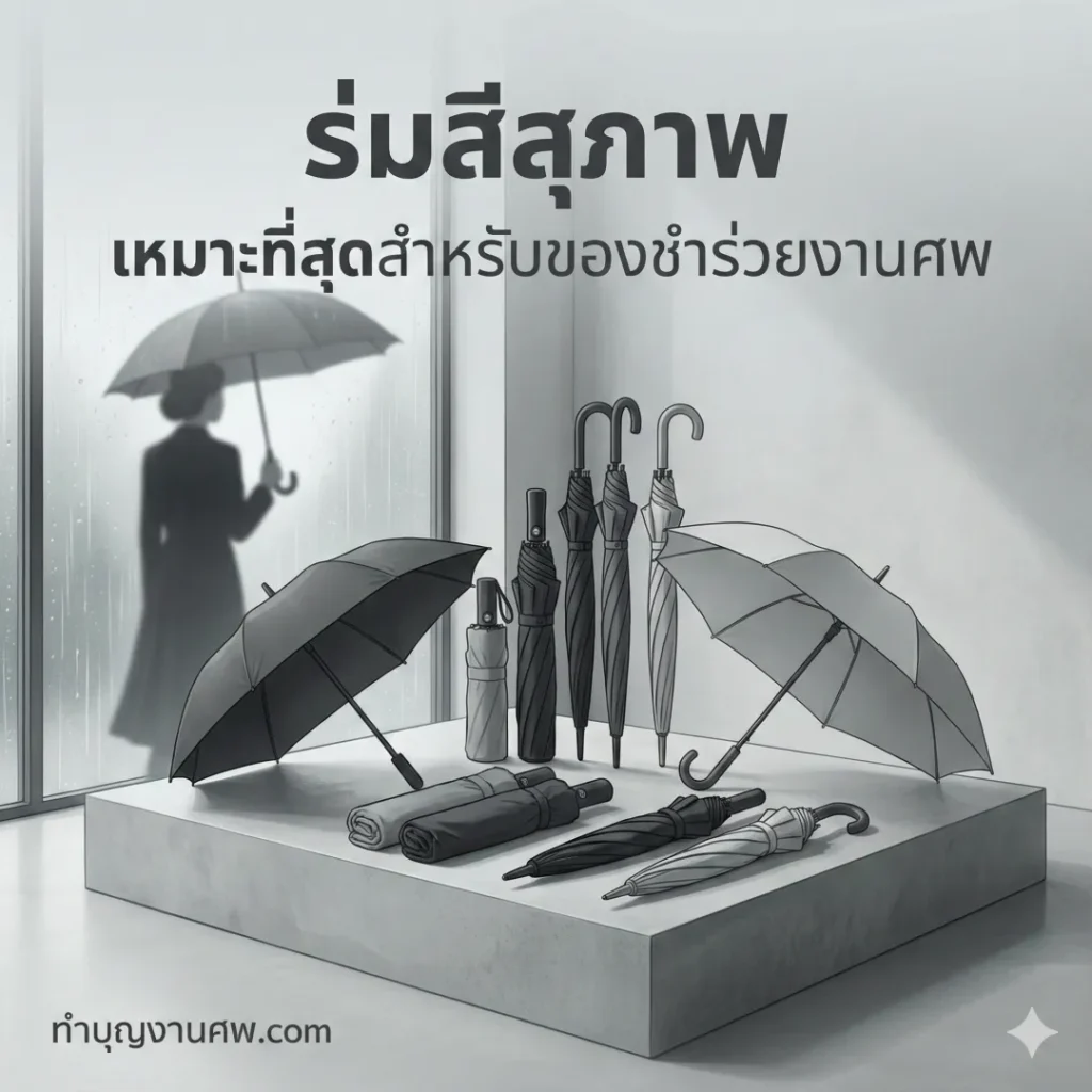 ร่มสีสุภาพ เหมาะที่สุดสำหรับของชำร่วยงานศพที่มีคุณค่า